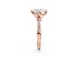 Rose gold Asscher Solitaire Twist Band with Pavé Diamonds and Four-Prong Setting_81