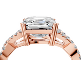 Rose gold Asscher Solitaire Twist Band with Pavé Setting and Four-Prong Setting_10