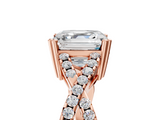 Rose gold Asscher Solitaire Twist Band with Pavé Setting and Four-Prong Setting_11