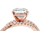 Rose gold Asscher Solitaire Twist Band with Pavé Setting and Four-Prong Setting_11