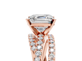 Rose gold Asscher Solitaire Twist Band with Pavé Setting and Four-Prong Setting_12