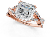 Rose gold Asscher Solitaire Twist Band with Pavé Setting and Four-Prong Setting_7