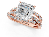 Rose gold Asscher Solitaire Twist Band with Pavé Setting and Four-Prong Setting_8