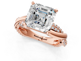 Rose gold Asscher Solitaire Twist Band with Pave Prong Setting_25