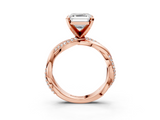 Rose gold Asscher Solitaire Twist Band with Pave Prong Setting_27