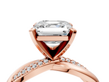Rose gold Asscher Solitaire Twist Band with Pave Prong Setting_28