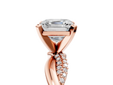 Rose gold Asscher Solitaire Twist Band with Pave Prong Setting_29