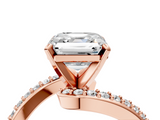 Rose gold Asscher Solitaire Twist Band with Pave Set Diamonds and Four-Prong Setting_10