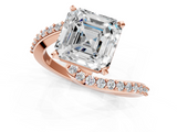 Rose gold Asscher Solitaire Twist Band with Pave Set Diamonds and Four-Prong Setting_7