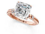 Rose gold Asscher Solitaire Twisted Band Prong Set Engagement Ring_53