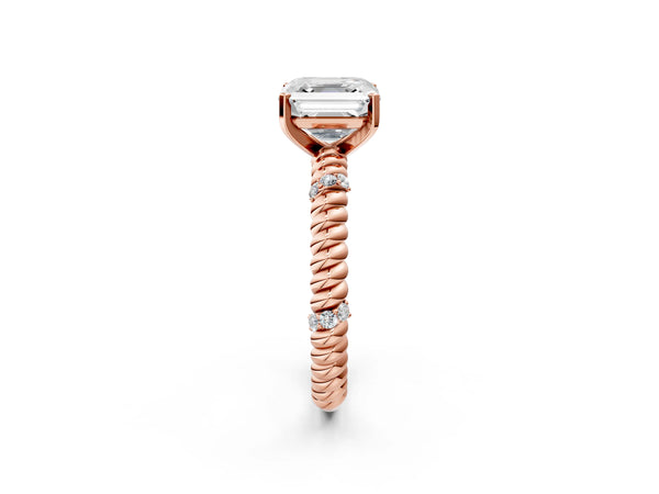 Rose gold Asscher Solitaire Twisted Band Prong Set Engagement Ring