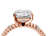 Rose gold Asscher Solitaire Twisted Band Prong Set Engagement Ring_56