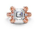 Rose gold Asscher Solitaire Twisted Band Scroll Prong Ring_3