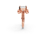 Rose gold Asscher Solitaire Twisted Band Scroll Prong Ring_5