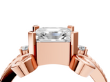 Rose gold Asscher Solitaire Twisted Band Scroll Prong Ring_7