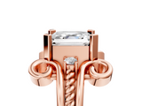 Rose gold Asscher Solitaire Twisted Band Scroll Prong Ring_8