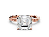Rose gold Asscher Solitaire Twisted Band with Bead Prong Setting_51