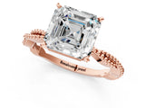 Rose gold Asscher Solitaire Twisted Band with Bead Prong Setting_52