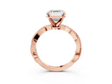 Rose gold Asscher Solitaire Twisted Band with Bead Prong Setting_54