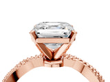 Rose gold Asscher Solitaire Twisted Band with Bead Prong Setting_55