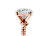 Rose gold Asscher Solitaire Twisted Band with Bead Prong Setting_56