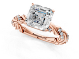 Rose gold Asscher Solitaire Twisted Band with Pavé Accents and Four-Prong Setting_31