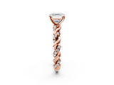 Rose gold Asscher Solitaire Twisted Band with Pavé Accents and Four-Prong Setting_32