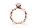 Rose gold Asscher Solitaire Twisted Band with Pavé Accents and Four-Prong Setting_33