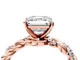 Rose gold Asscher Solitaire Twisted Band with Pavé Accents and Four-Prong Setting_34