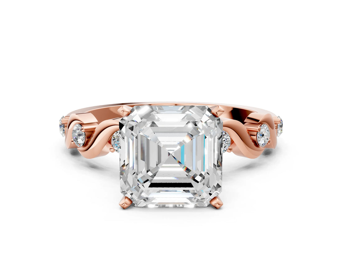 Rose gold Asscher Solitaire Twisted Band with Prong Setting 1