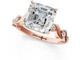Rose gold Asscher Solitaire Twisted Band with Prong Setting 2
