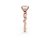 Rose gold Asscher Solitaire Twisted Band with Prong Setting 3