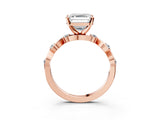 Rose gold Asscher Solitaire Twisted Band with Prong Setting 4