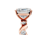 Rose gold Asscher Solitaire Twisted Band with Prong Setting