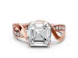 Rose gold Asscher Solitaire Twisted Band with Prong Setting_21