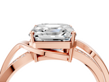 Rose gold Asscher Solitaire Twisted Band with Prong Setting_25