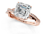Rose gold Asscher Solitaire Twisted Pave Diamond Ring with Four-Prong Setting_110