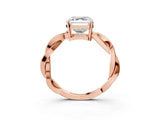 Rose gold Asscher Solitaire Twisted Pave Diamond Ring with Four-Prong Setting_112