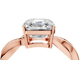 Rose gold Asscher Solitaire Twisted Pave Diamond Ring with Four-Prong Setting_113