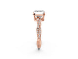 Rose gold Asscher Solitaire Twisted Pave Diamond Ring with Four-Prong Setting_14