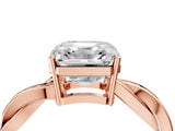Rose gold Asscher Solitaire Twisted Pave Diamond Ring with Four-Prong Setting_16