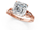 Rose gold Asscher Solitaire Vine Band with Milgrain Prong Setting_4
