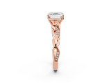 Rose gold Asscher Solitaire Vine Band with Milgrain Prong Setting_5