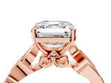 Rose gold Asscher Solitaire Vine Band with Milgrain Prong Setting_7