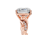 Rose gold Asscher Solitaire Vine Band with Milgrain Prong Setting_8