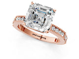 Rose gold Asscher Solitaire with Pavé Band and Four-Prong Setting_52