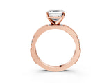 Rose gold Asscher Solitaire with Pavé Band and Four-Prong Setting_54