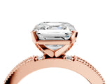 Rose gold Asscher Solitaire with Pavé Band and Four-Prong Setting_55
