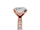 Rose gold Asscher Solitaire with Pavé Band and Four-Prong Setting_56
