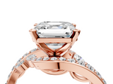 Rose gold Asscher Solitaire with Pavé Twist Band and Four-Prong Setting_28